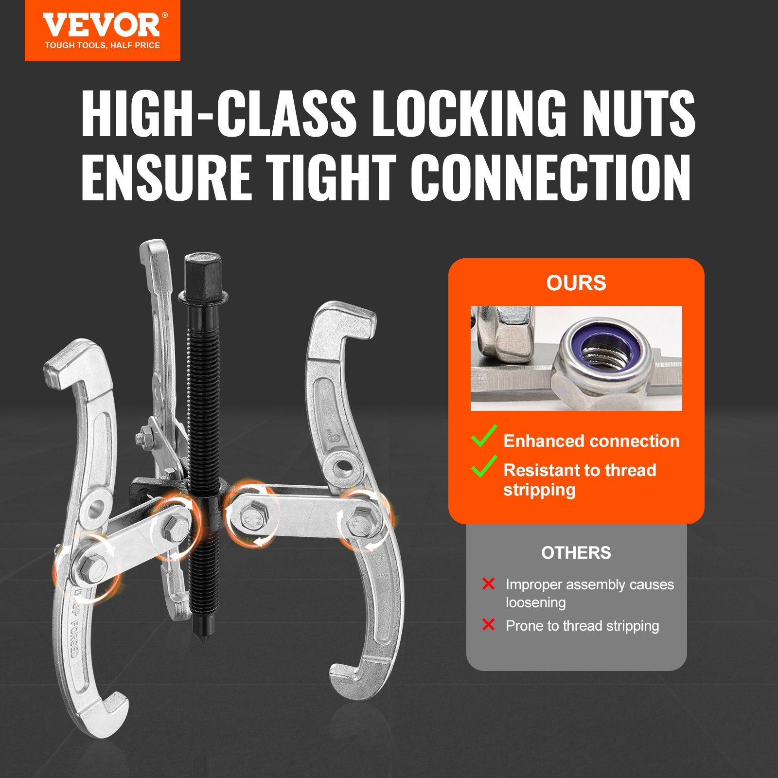 Automotive Repair & Speciality Tools: VEVOR Gear Puller Set 3" 4" 6" 8" 3-Jaw Bearing Puller Wheel Gear Pulley 4 PCS