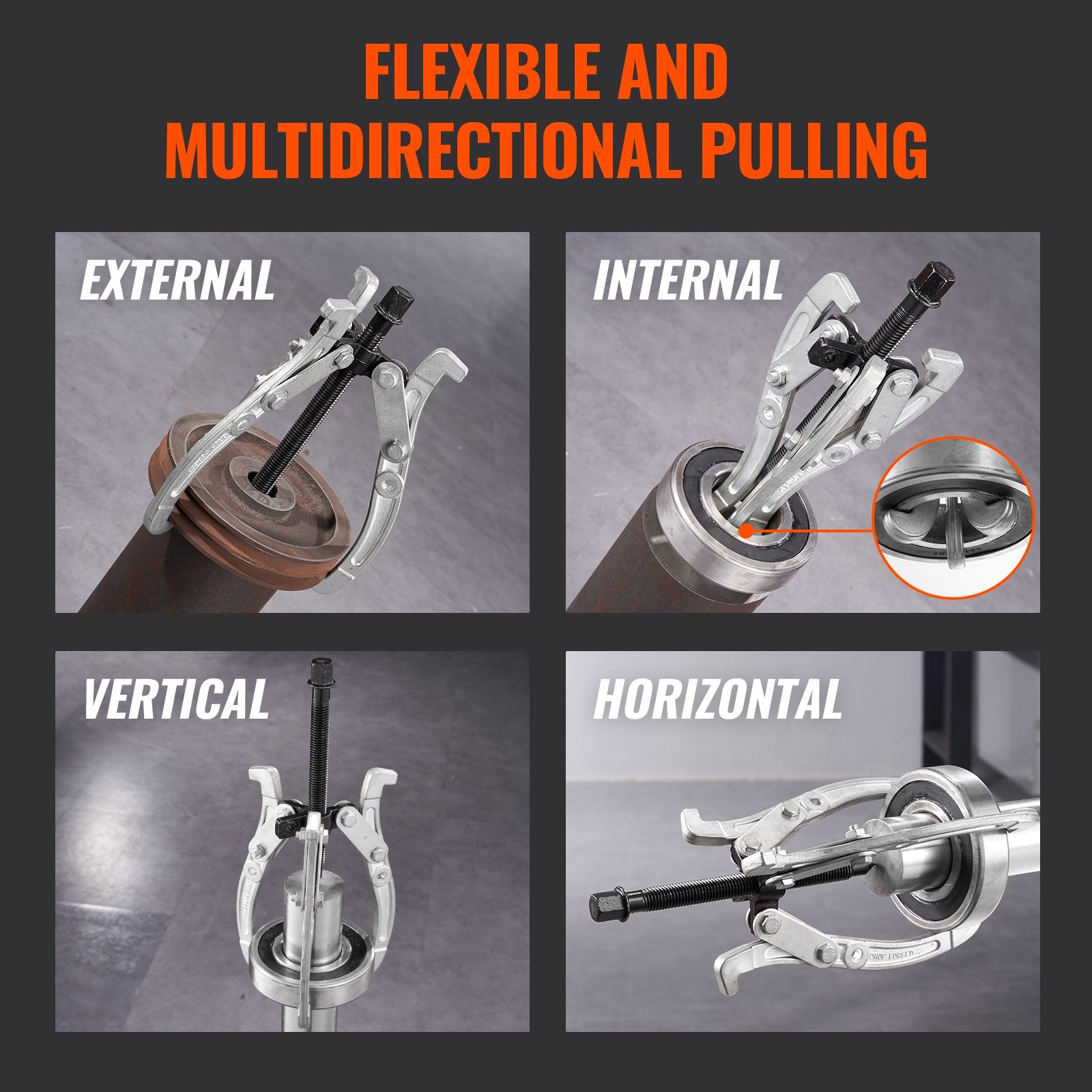 Automotive Repair & Speciality Tools: VEVOR Gear Puller Set 3" 4" 6" 8" 3-Jaw Bearing Puller Wheel Gear Pulley 4 PCS