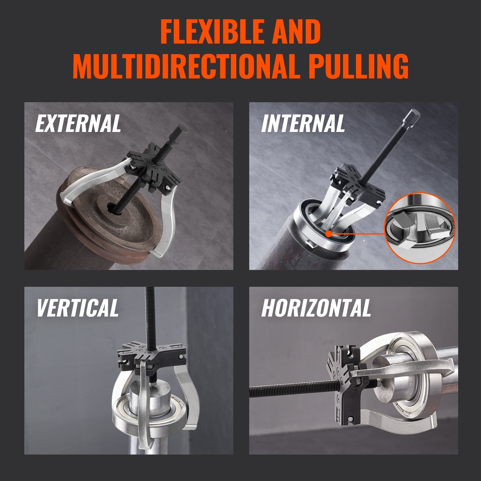 Pull Out Bins: VEVOR Gear Puller Set, 3" and 7" Puller Kit, 3 Jaw Gear Bearing Flywheel Pulley Removal Tool, 2 or 3 Reversible Jaws Wheel Puller, Vertically and Horizontally, External and Internal, 2-Piece