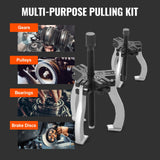 Pull Out Bins: VEVOR Gear Puller Set, 3" and 7" Puller Kit, 3 Jaw Gear Bearing Flywheel Pulley Removal Tool, 2 or 3 Reversible Jaws Wheel Puller, Vertically and Horizontally, External and Internal, 2-Piece