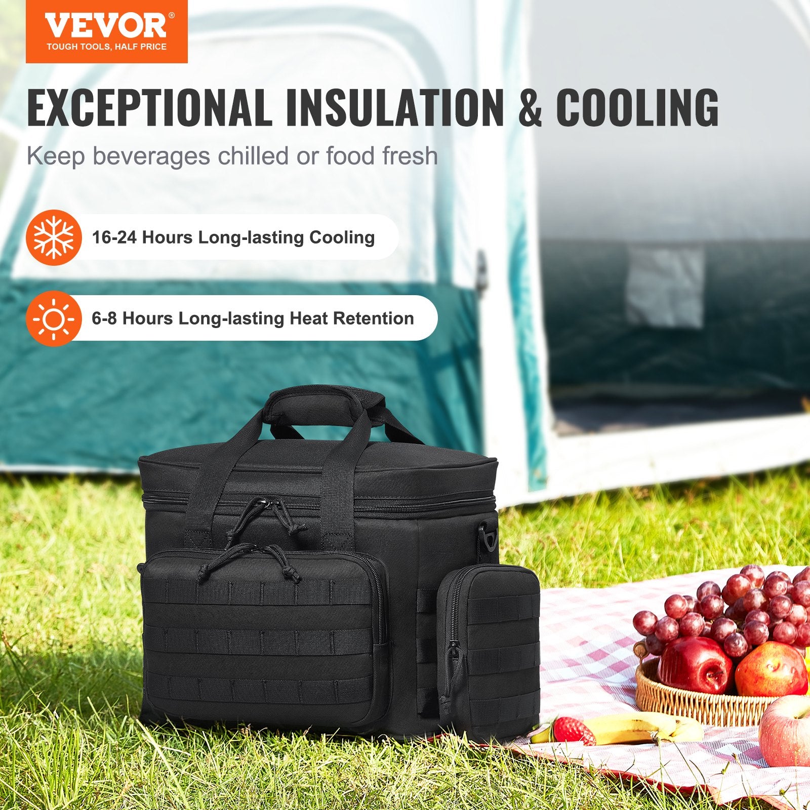 Food Storage: VEVOR Cooler Bag 20L Insulated Lunch Bag Molle Design & Removable Storage Bags