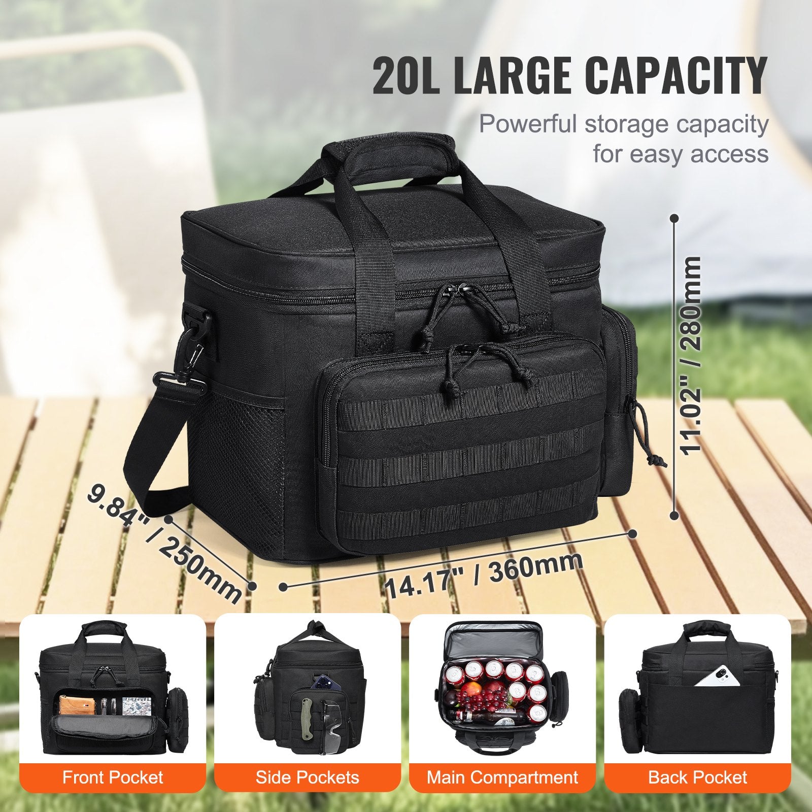 Food Storage: VEVOR Cooler Bag 20L Insulated Lunch Bag Molle Design & Removable Storage Bags