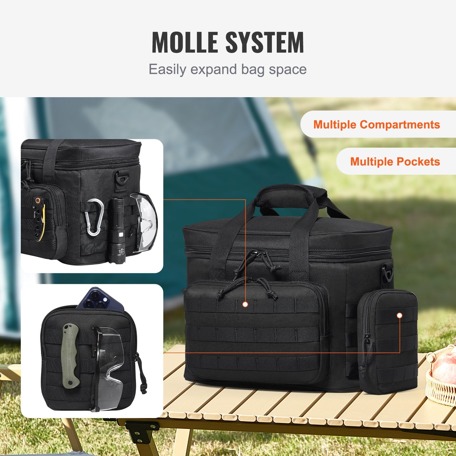 Food Storage: VEVOR Cooler Bag 20L Insulated Lunch Bag Molle Design & Removable Storage Bags