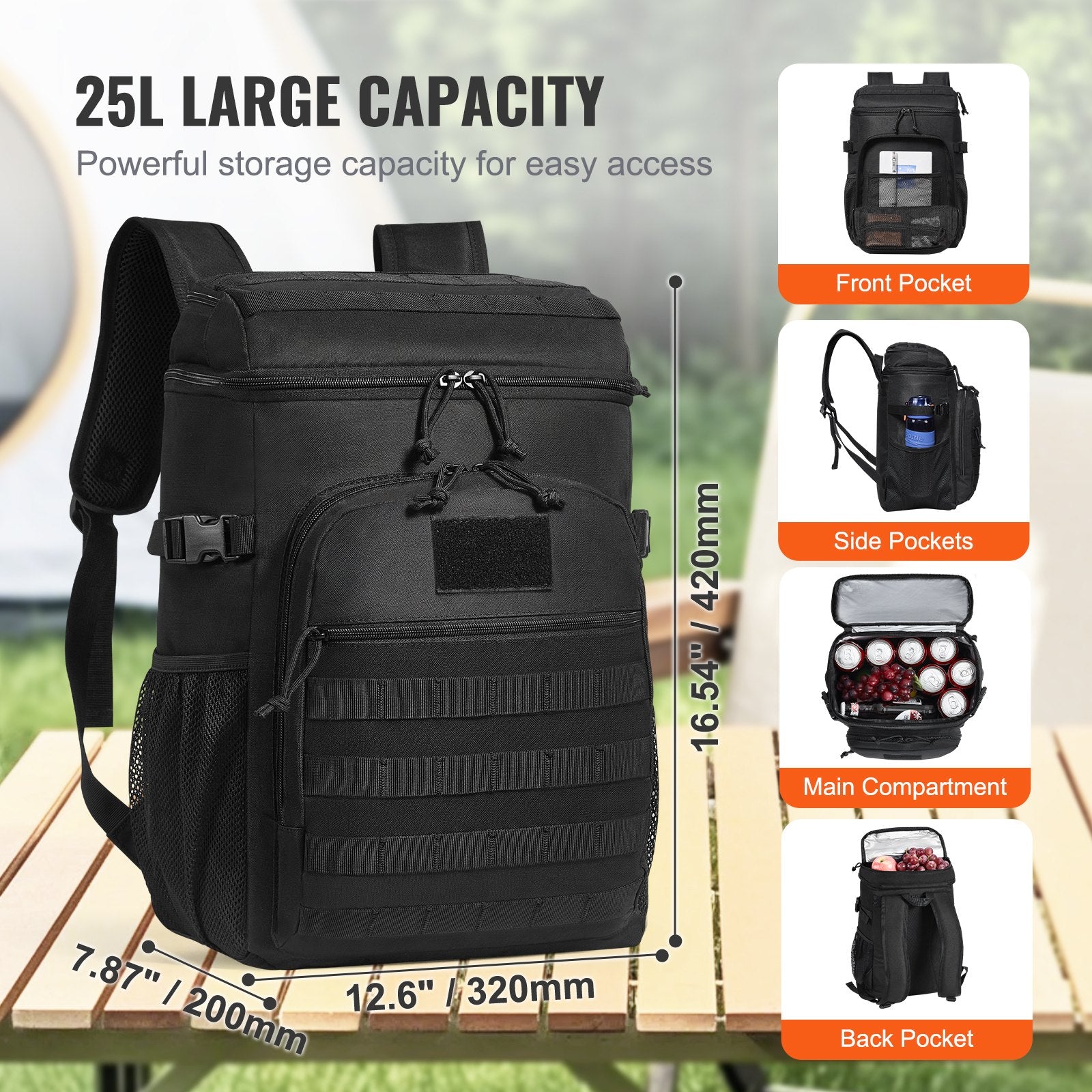 Food Storage: VEVOR Cooler Bag 25L Insulated Lunch Bag Molle Design & Removable Storage Bags