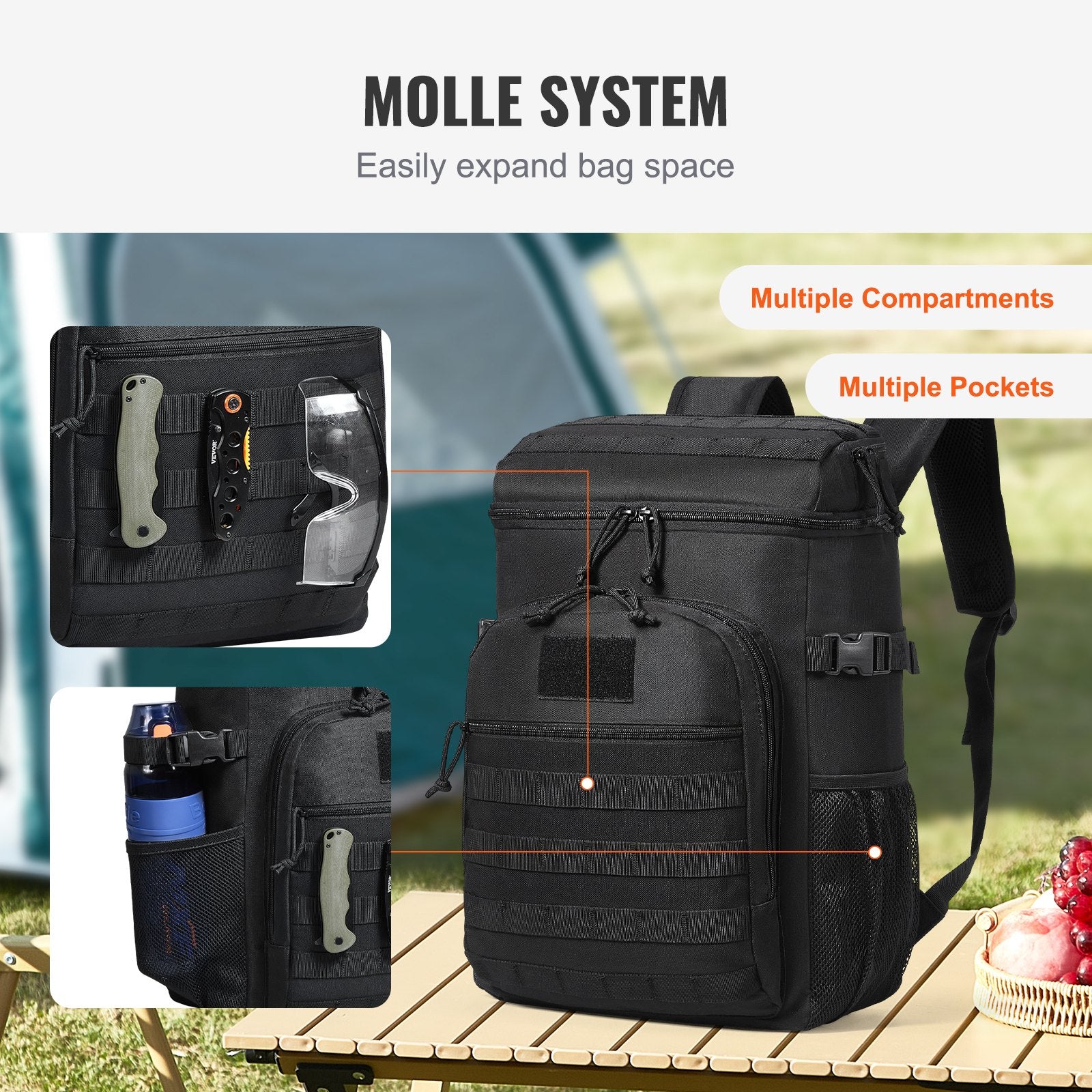 Food Storage: VEVOR Cooler Bag 25L Insulated Lunch Bag Molle Design & Removable Storage Bags