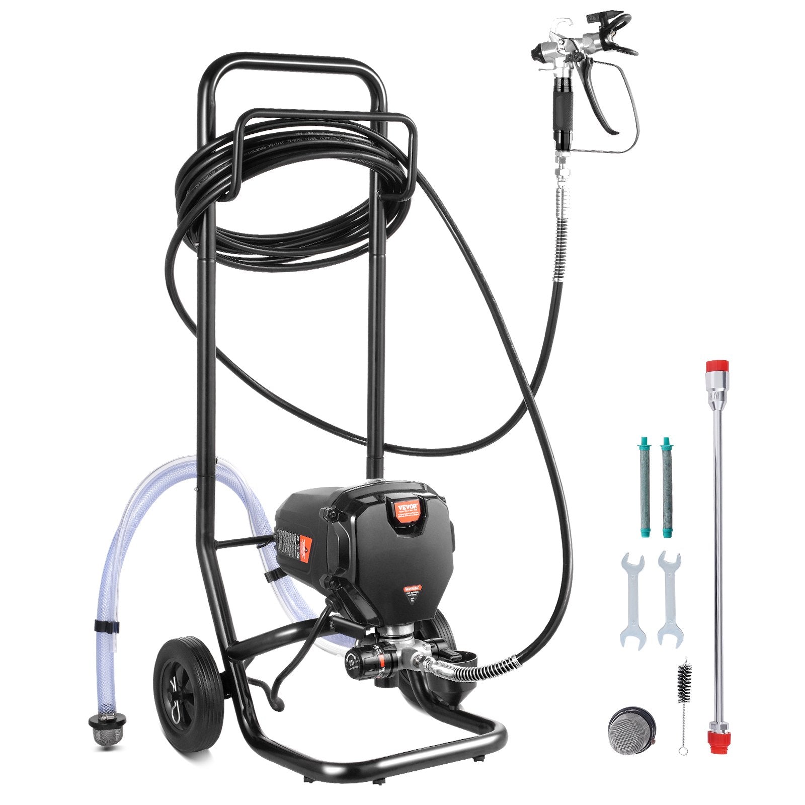 Painting Tools: VEVOR Stand Airless Paint Sprayer, 750W 3000PSI High Efficiency Electric Airless Sprayer With Cart, Fine And Even Painting Effect, Paint Sprayers for Home Interior and Exterior Furniture and Fences