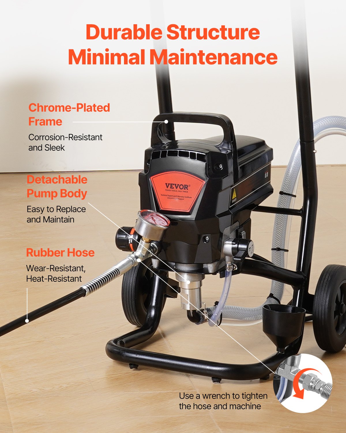 Painting Tools: VEVOR Stand Airless Paint Sprayer, 950W 3000PSI High Efficiency Electric Airless Sprayer With Cart, Fine And Even Painting Effect, Paint Sprayers for Home Interior and Exterior Furniture and Fences