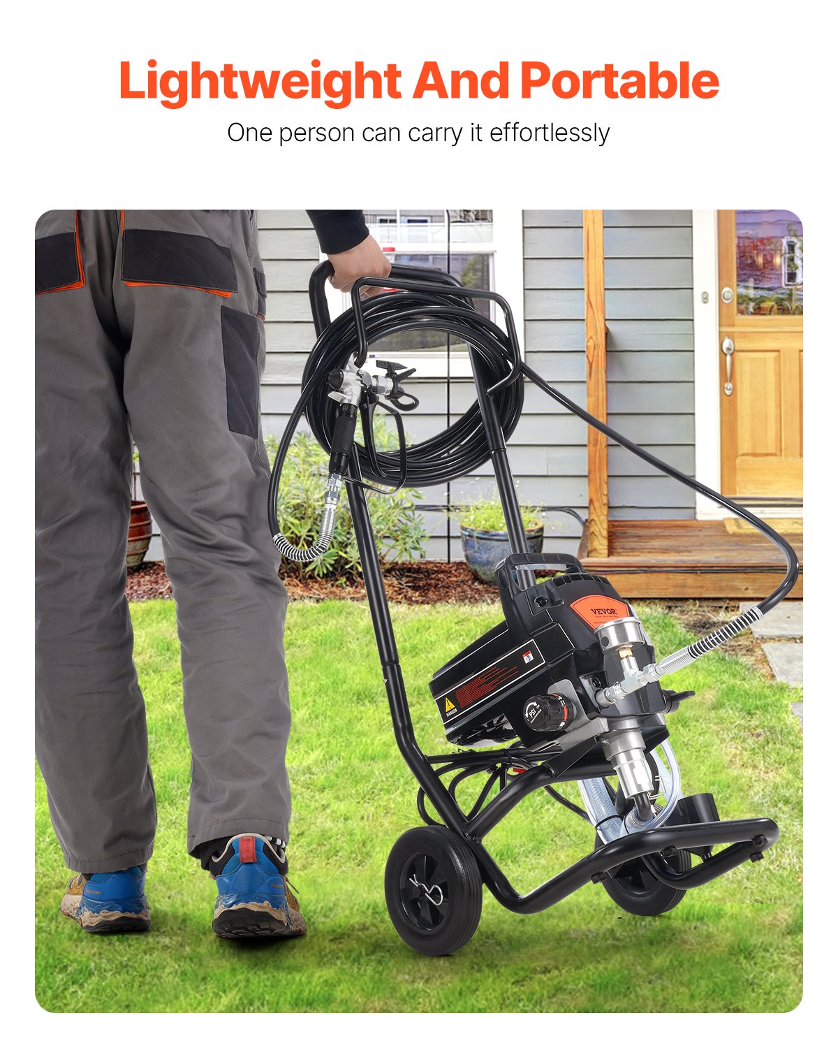Painting Tools: VEVOR Stand Airless Paint Sprayer, 950W 3000PSI High Efficiency Electric Airless Sprayer With Cart, Fine And Even Painting Effect, Paint Sprayers for Home Interior and Exterior Furniture and Fences