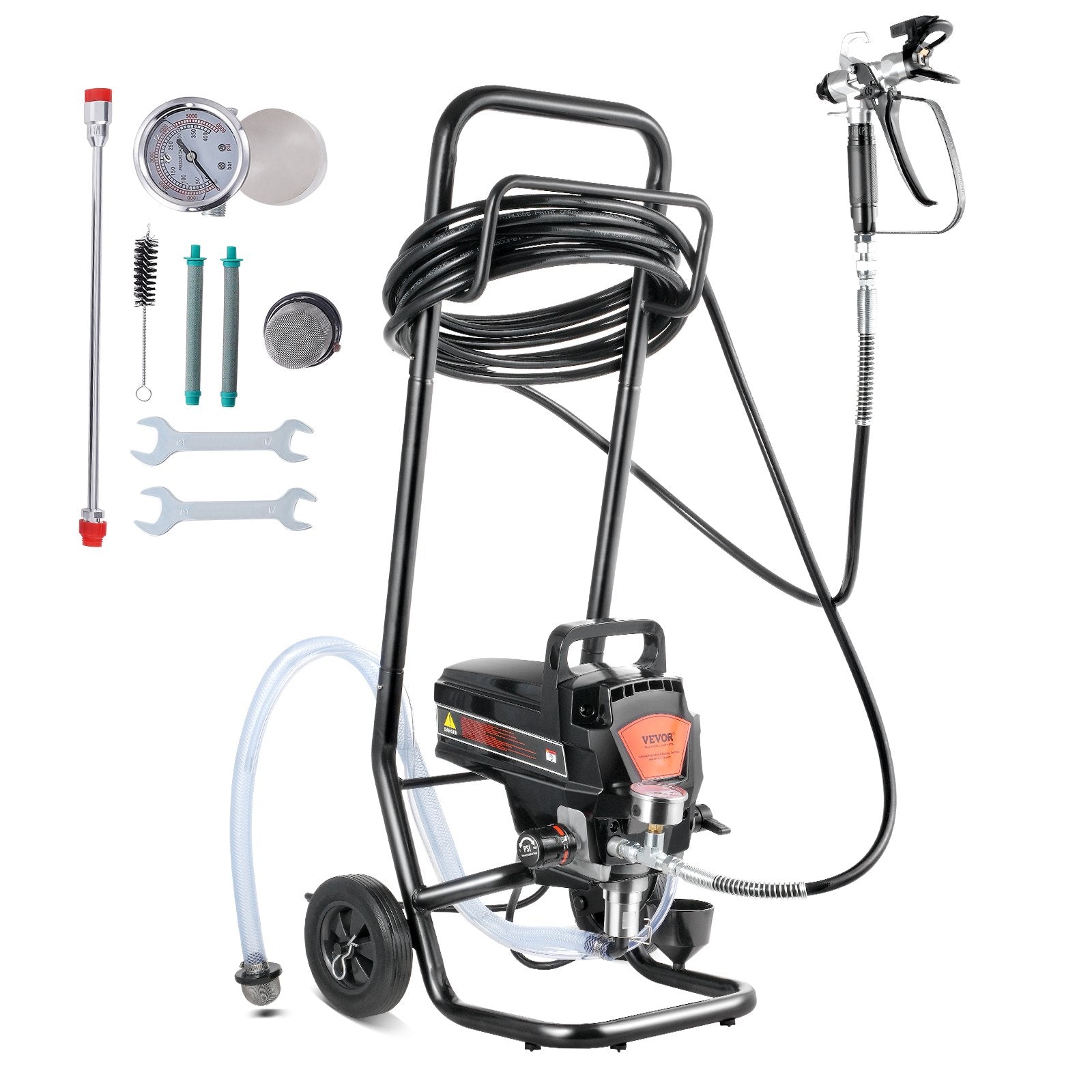 Painting Tools: VEVOR Stand Airless Paint Sprayer, 950W 3000PSI High Efficiency Electric Airless Sprayer With Cart, Fine And Even Painting Effect, Paint Sprayers for Home Interior and Exterior Furniture and Fences