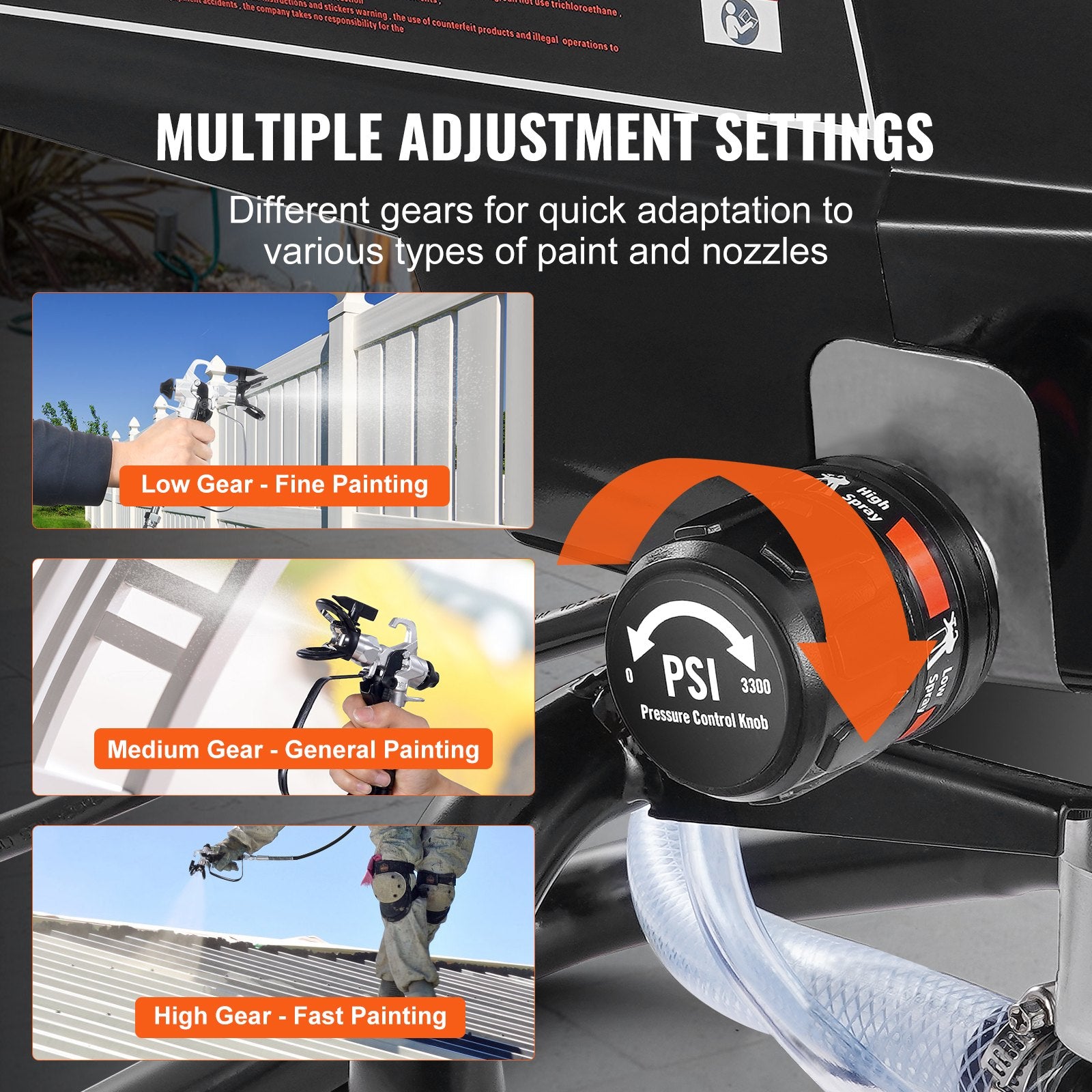 Painting Tools: VEVOR Stand Airless Paint Sprayer, 950W 3000PSI High Efficiency Electric Airless Sprayer, Fine And Even Painting Effect, Handheld Paint Sprayers for Home Interior and Exterior Furniture and Fences