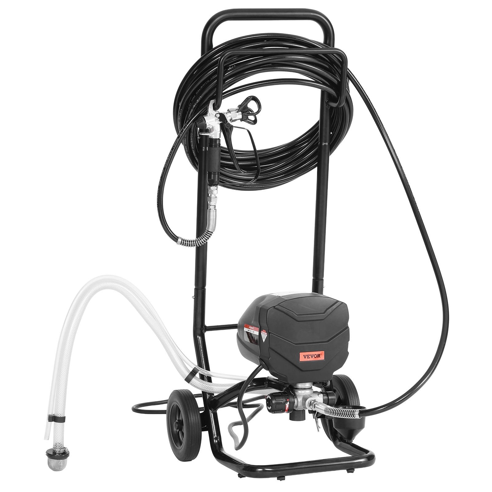 Stand Airless Paint Sprayer, 650W, 3000PSI High Pressure Airless Sprayer with Cart, Cleaning Brush, Hose, Extension Rod, Nozzles, Electric Spray Paint Machine for House Exterior and Interior