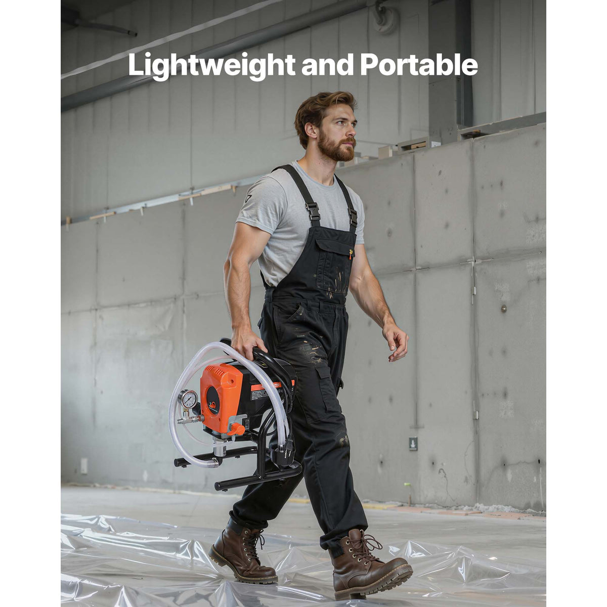 Stand Airless Paint Sprayer, 900W, 3300PSI High Pressure Airless Sprayer, Cleaning Brush, Hose, Extension Rod, Nozzles, Electric Spray Paint Machine for Interior or Exterior of House, Fence