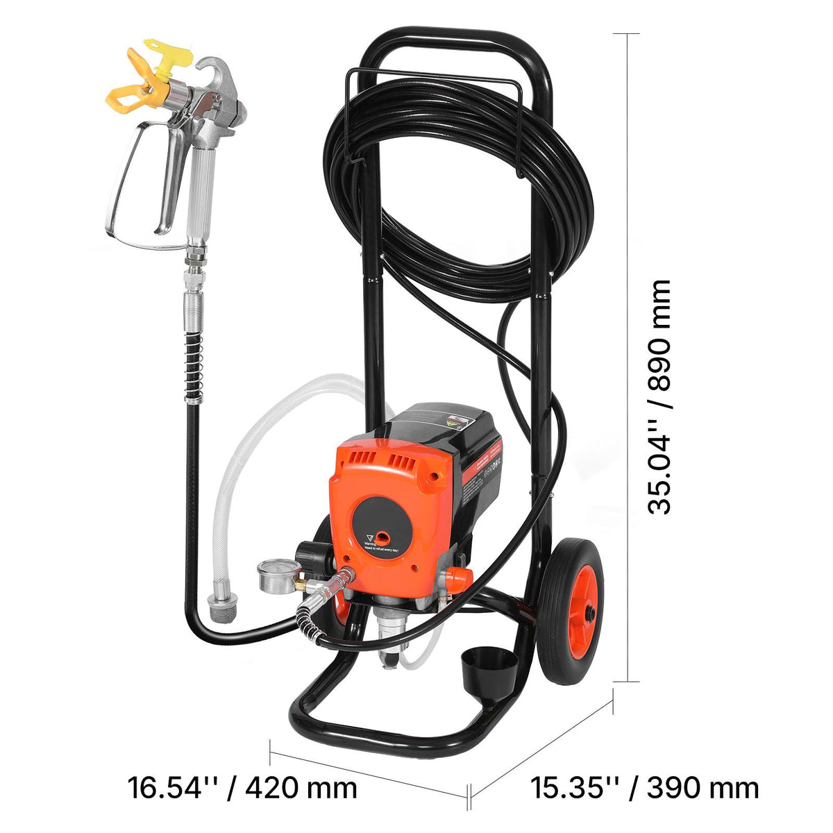 Stand Airless Paint Sprayer, 950W, 3300PSI High Pressure Airless Sprayer with Cart, Cleaning Brush, Hose, Extension Rod, Nozzles, Electric Spray Paint Machine for Interior or Exterior of House