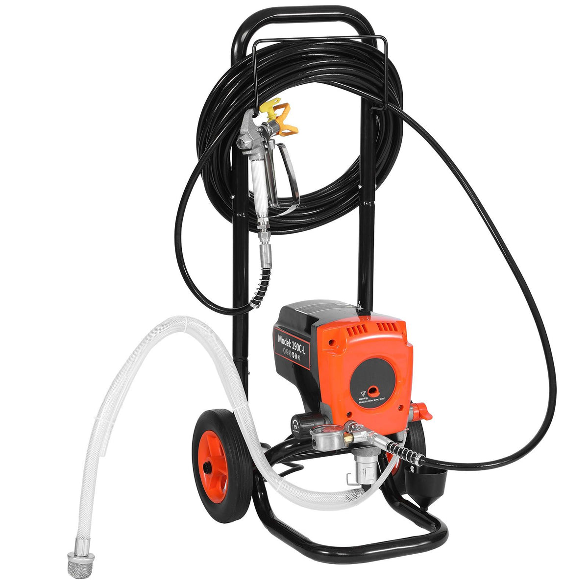 Stand Airless Paint Sprayer, 950W, 3300PSI High Pressure Airless Sprayer with Cart, Cleaning Brush, Hose, Extension Rod, Nozzles, Electric Spray Paint Machine for Interior or Exterior of House