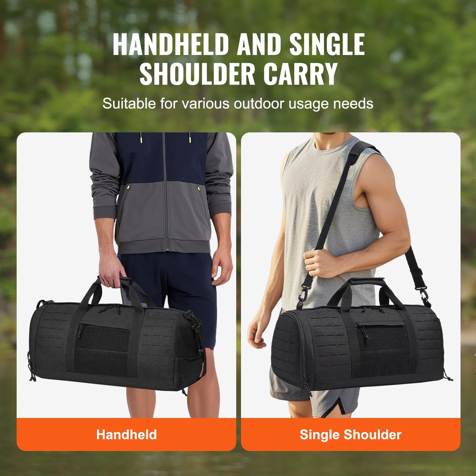 Clothing & Wardrobe Storage: VEVOR Tactical Duffle Bag 45L Gym Bag Duffle Molle Design & Shoe Compartment