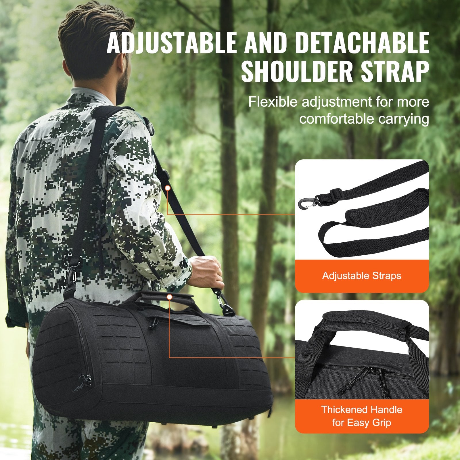 Clothing & Wardrobe Storage: VEVOR Tactical Duffle Bag 45L Gym Bag Duffle Molle Design & Shoe Compartment