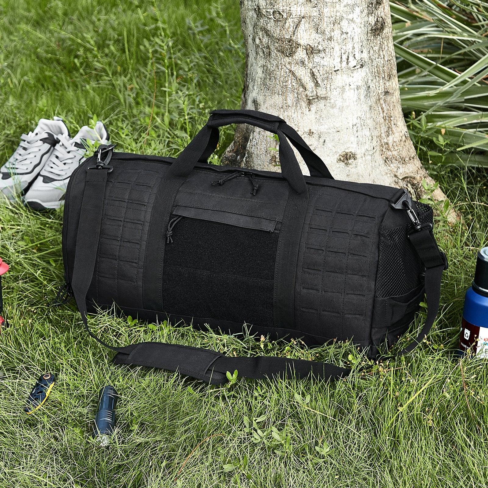 Clothing & Wardrobe Storage: VEVOR Tactical Duffle Bag 45L Gym Bag Duffle Molle Design & Shoe Compartment