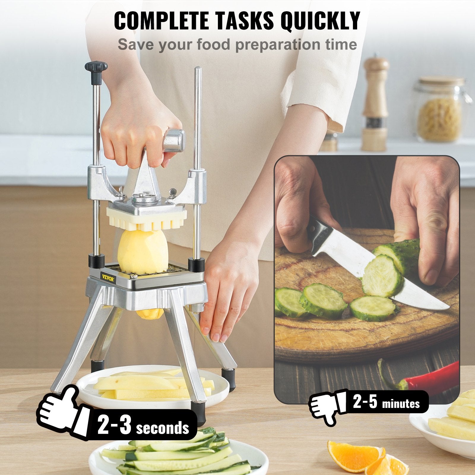 Drums: VEVOR Commercial Vegetable Fruit Chopper 1/4" Blade Heavy Duty Professional Food Dicer Kattex French Fry Cutter Onion Slicer Stainless Steel for Tomato Peppers Potato Mushroom