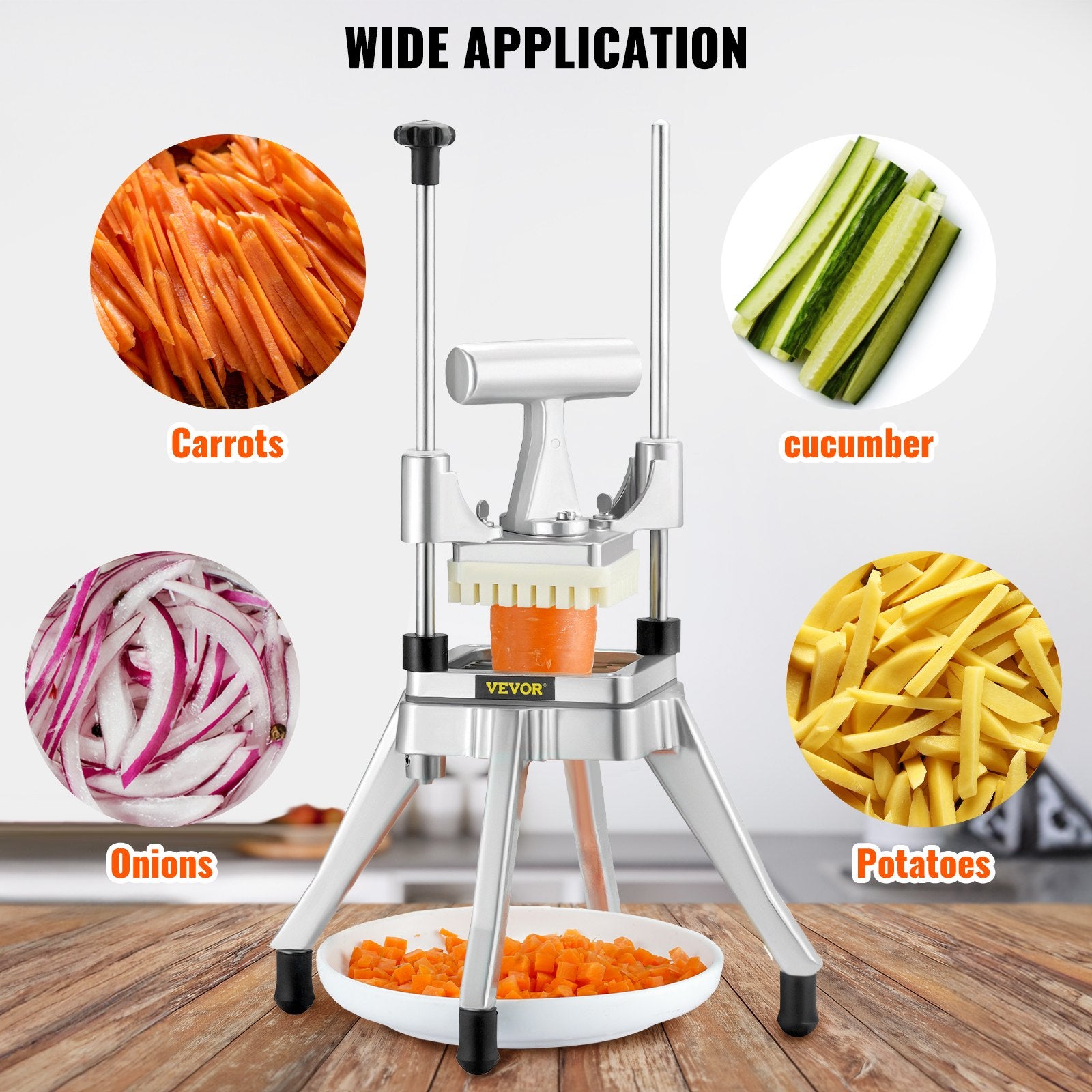 Drums: VEVOR Commercial Vegetable Fruit Chopper 1/4" Blade Heavy Duty Professional Food Dicer Kattex French Fry Cutter Onion Slicer Stainless Steel for Tomato Peppers Potato Mushroom