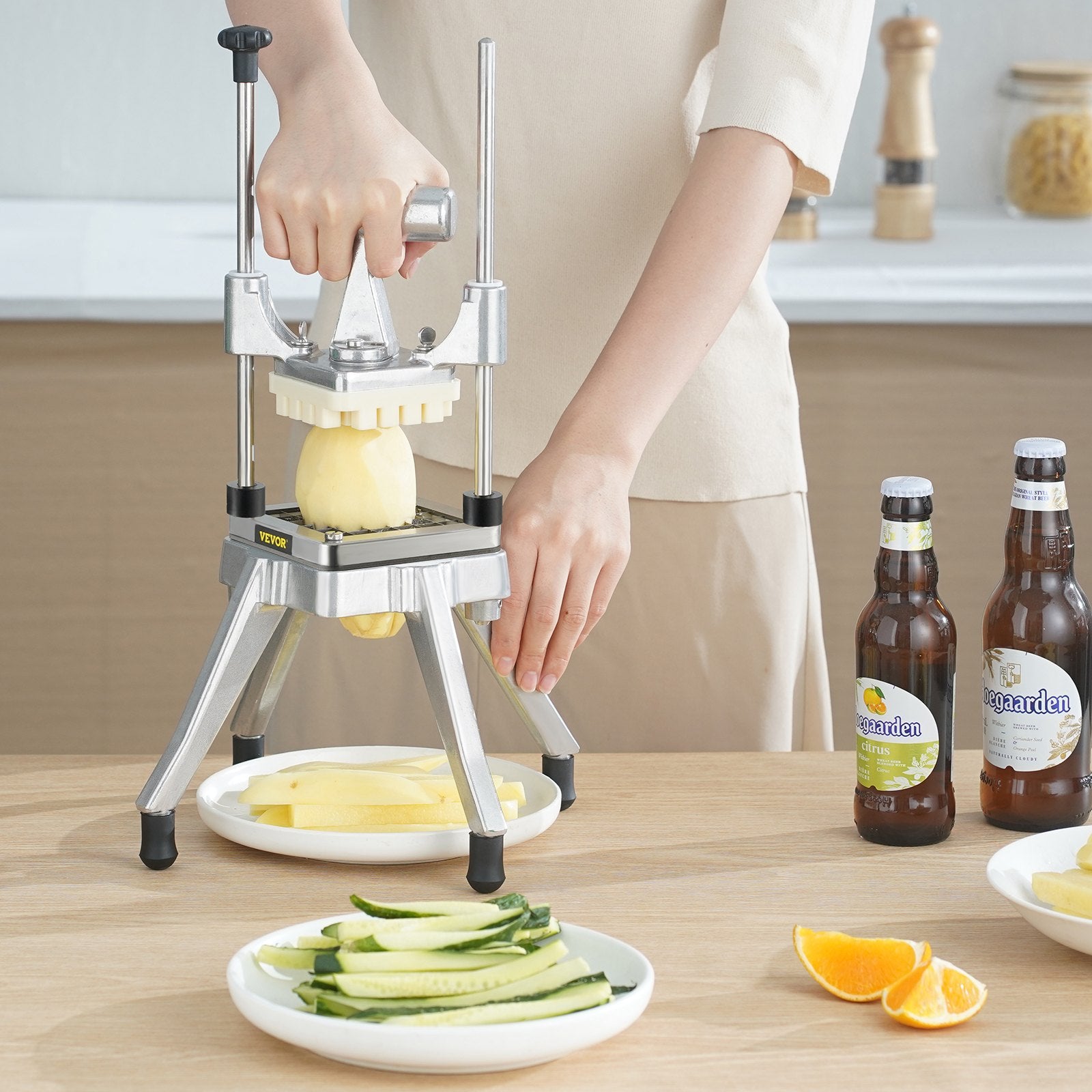 Drums: VEVOR Commercial Vegetable Fruit Chopper 1/4" Blade Heavy Duty Professional Food Dicer Kattex French Fry Cutter Onion Slicer Stainless Steel for Tomato Peppers Potato Mushroom