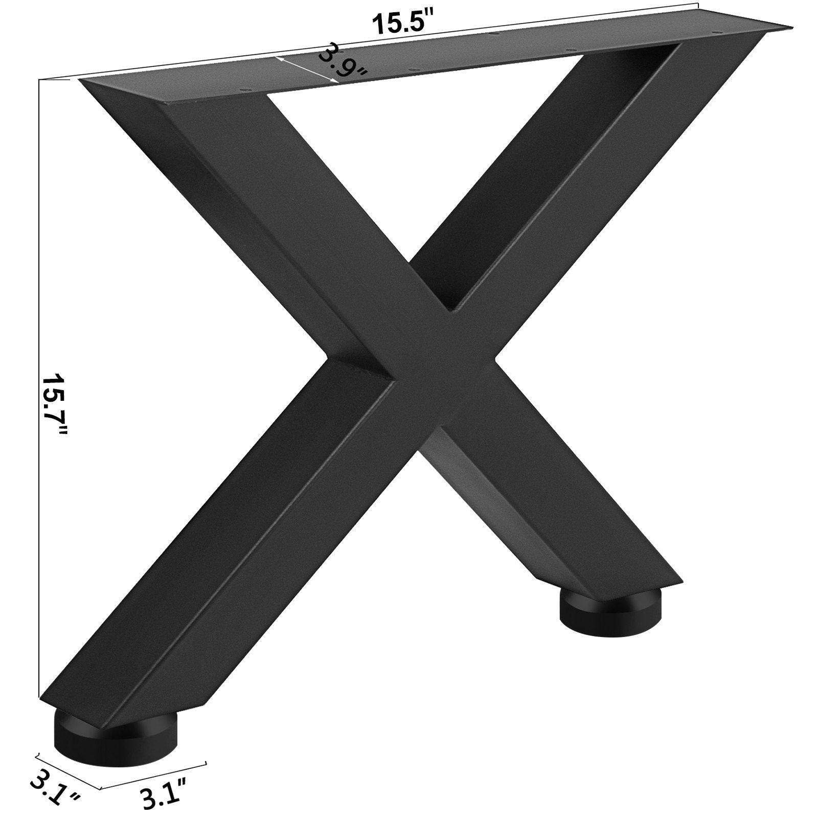 Outdoor Dining Sets: VEVOR Set of 2 Steel Table Legs, 16'Height 15'Wide Dining Table Legs, Heavy Duty 3.1" Square Box Section X Frame Table Legs, 16x15x3.1 Inch Black Color Industrial Country Style Metal Dining Legs