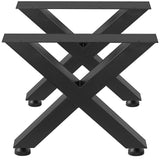 Outdoor Dining Sets: VEVOR Set of 2 Steel Table Legs, 16'Height 15'Wide Dining Table Legs, Heavy Duty 3.1" Square Box Section X Frame Table Legs, 16x15x3.1 Inch Black Color Industrial Country Style Metal Dining Legs