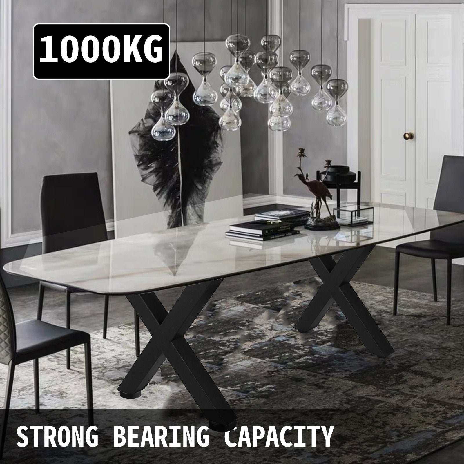 Outdoor Dining Sets: VEVOR Set of 2 Steel Table Legs, 72cm Height 79cm Wide Dining Table Legs, Heavy Duty 7.9cm Square Box Section X Frame Table Legs,72x79x7.9 cm Black Color Industrial Country Style Metal Dining Leg