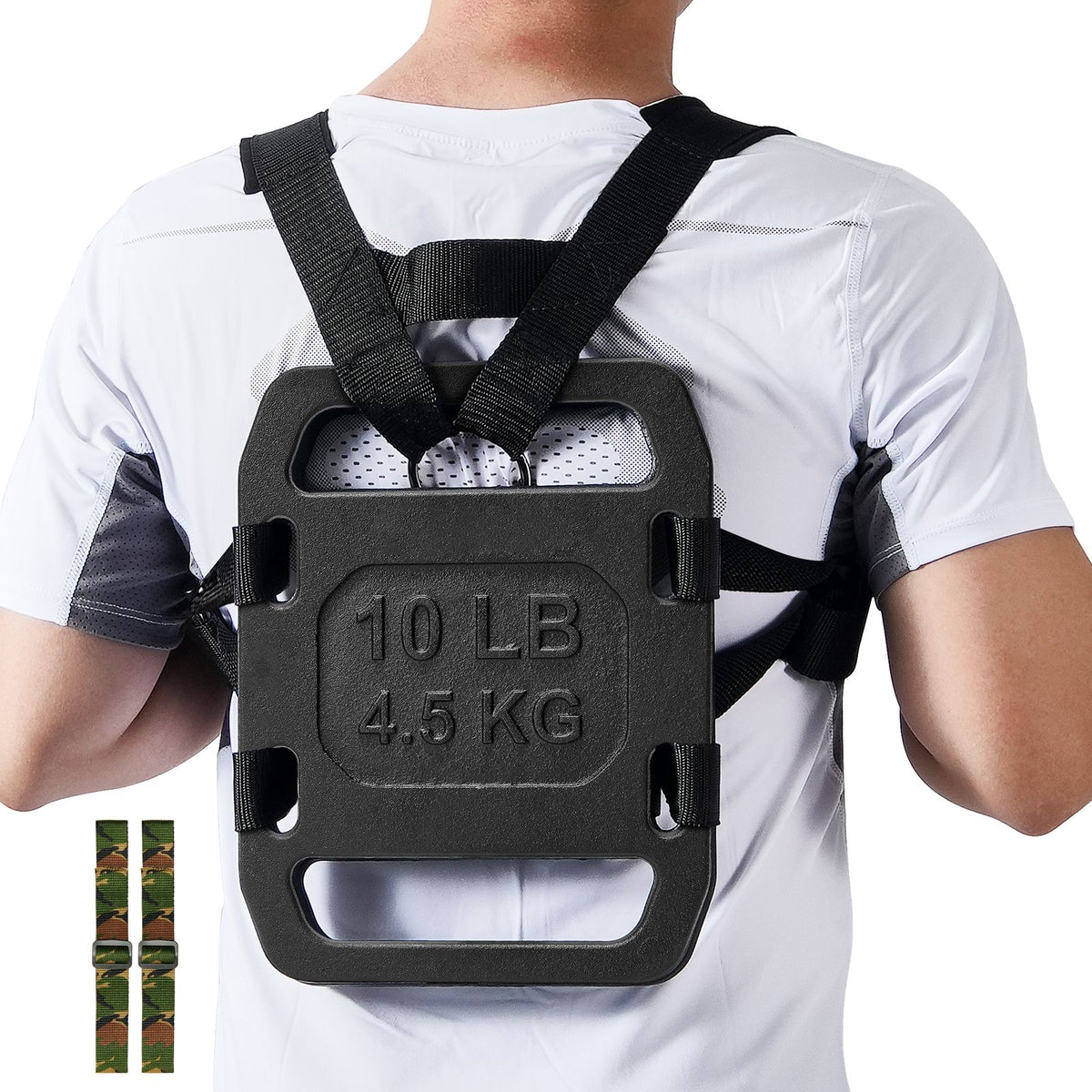 Cast Iron Ruck Weights,  10LB Pair Ruck Plate, Weighted Weights for Rucking, Adjustable Ruck Plate with Straps, for Rucking, Swings, Squat, Strength Training, Weightlifting, Fitness Workout