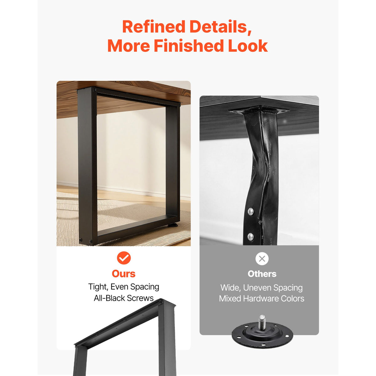 Table Legs, 750 x 900 mm (H x W) Square Steel Furniture Legs, Modular Design, Easy Assembly, 1000 kg Max Load Heavy Duty, for Home Office Desk, Workbenches, Dinner Bar Tables, Set of 2, Black
