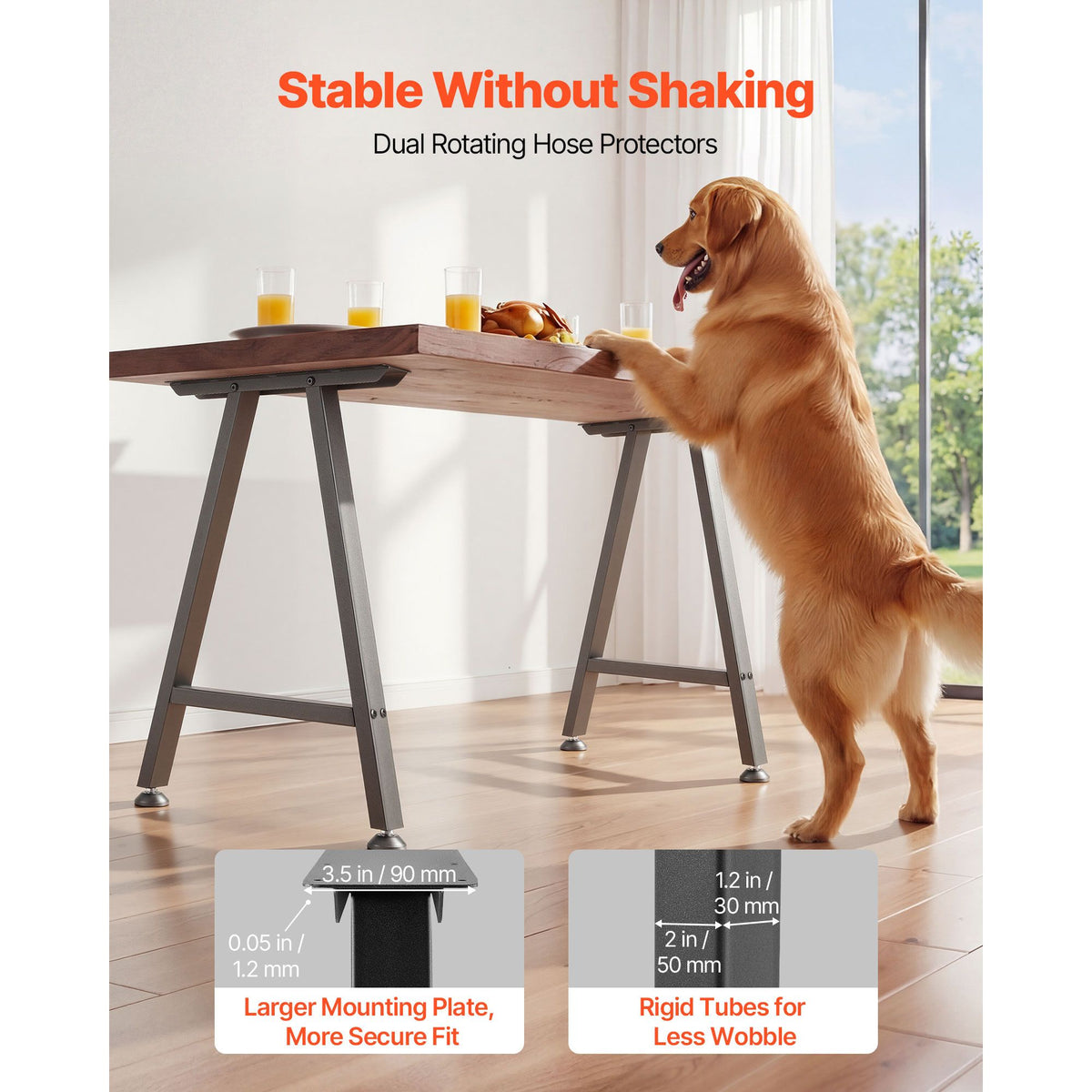 Table Legs, 740 x 550 mm (H x W) Trapezoid Steel Furniture Legs, Modular Design, Easy Assembly, 1000 kg Max Load Heavy Duty, for Home Office Desk, Coffee Dinner Bar Tables,Set of 2, Black