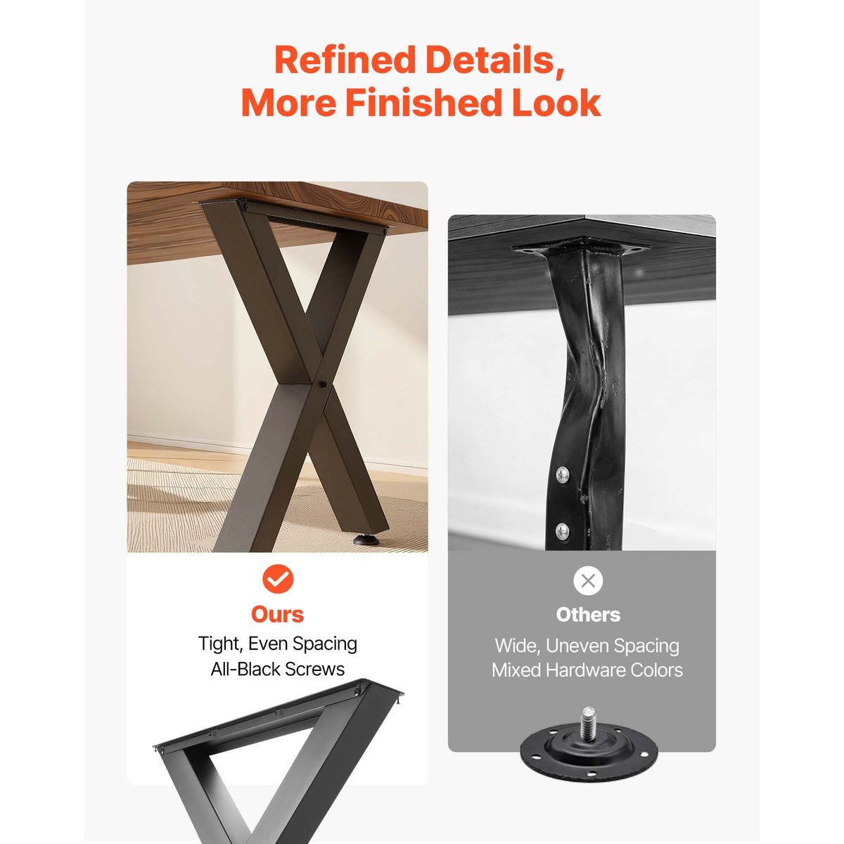 Table Legs, 750 x 790 mm (H x W) Steel Furniture Legs, Modular Design, Easy Assembly, 1000 kg Max Load Heavy Duty, for Home Office Desk, Coffee Dinner Bar Tables, Workbench,2 PCS, X Frame, Black