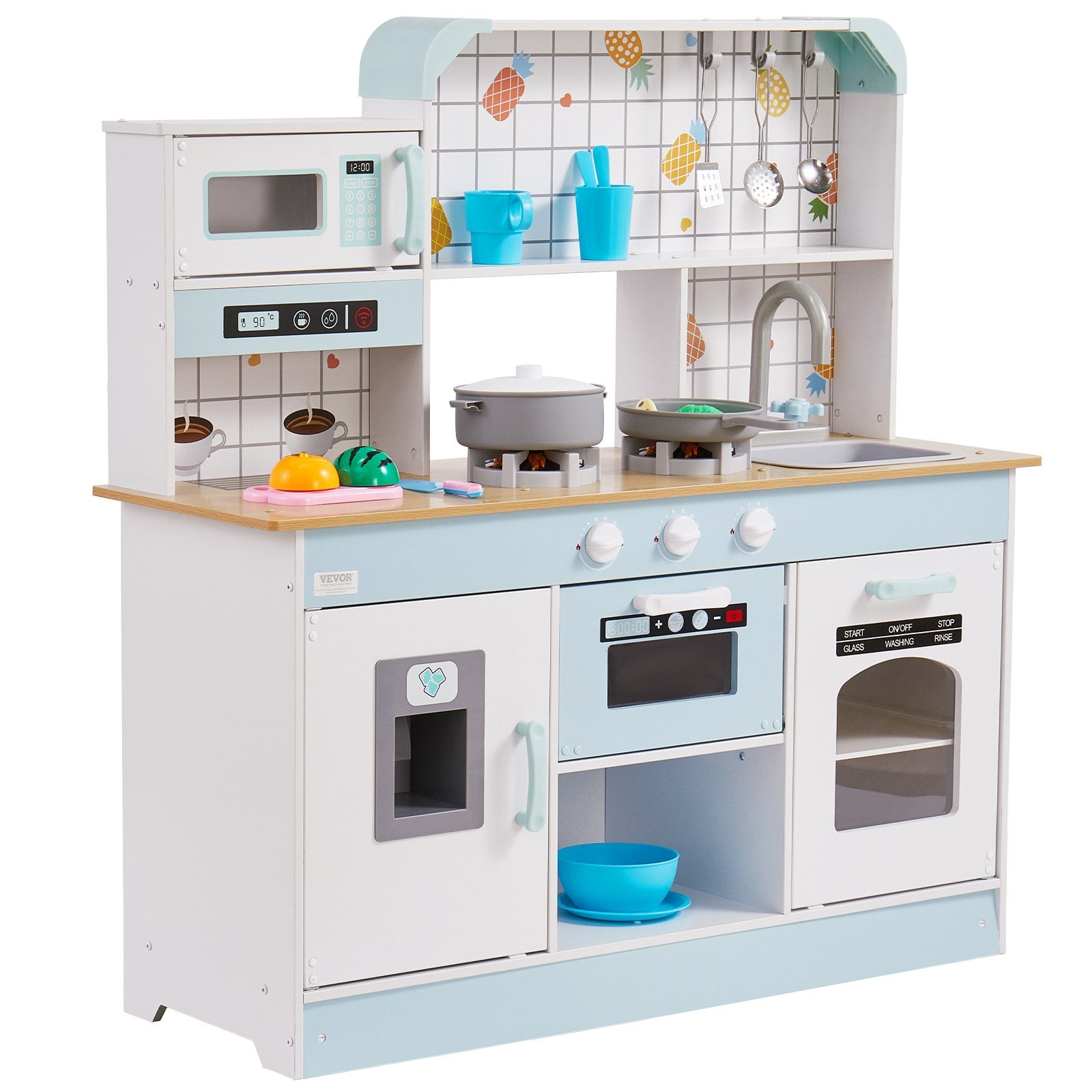 Pretend Play: VEVOR Kitchen Playset Kids Pretend Cooking Play Toy 24 Piece Accessories White