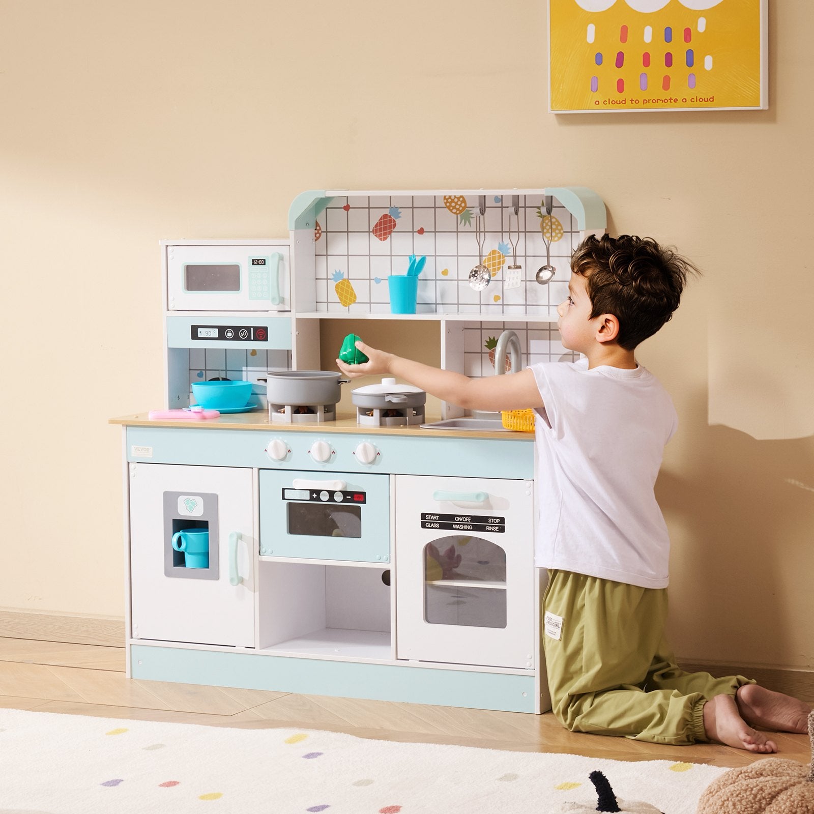 Pretend Play: VEVOR Kitchen Playset Kids Pretend Cooking Play Toy 24 Piece Accessories White