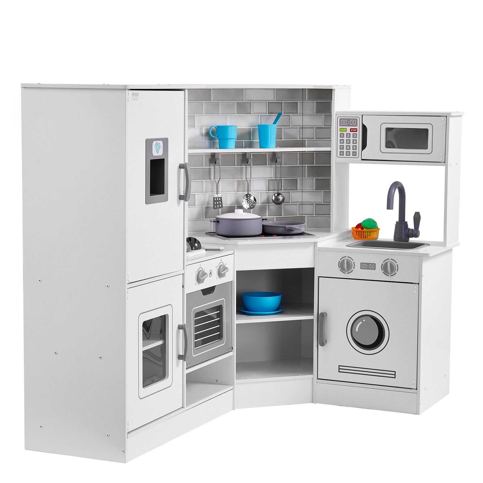Pretend Play: VEVOR Kitchen Playset Kids Pretend Cooking Play Toy 24 Piece Accessories White