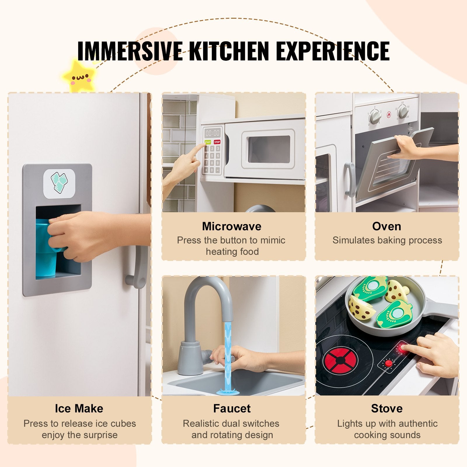 Pretend Play: VEVOR Kitchen Playset Kids Pretend Cooking Play Toy 24 Piece Accessories White