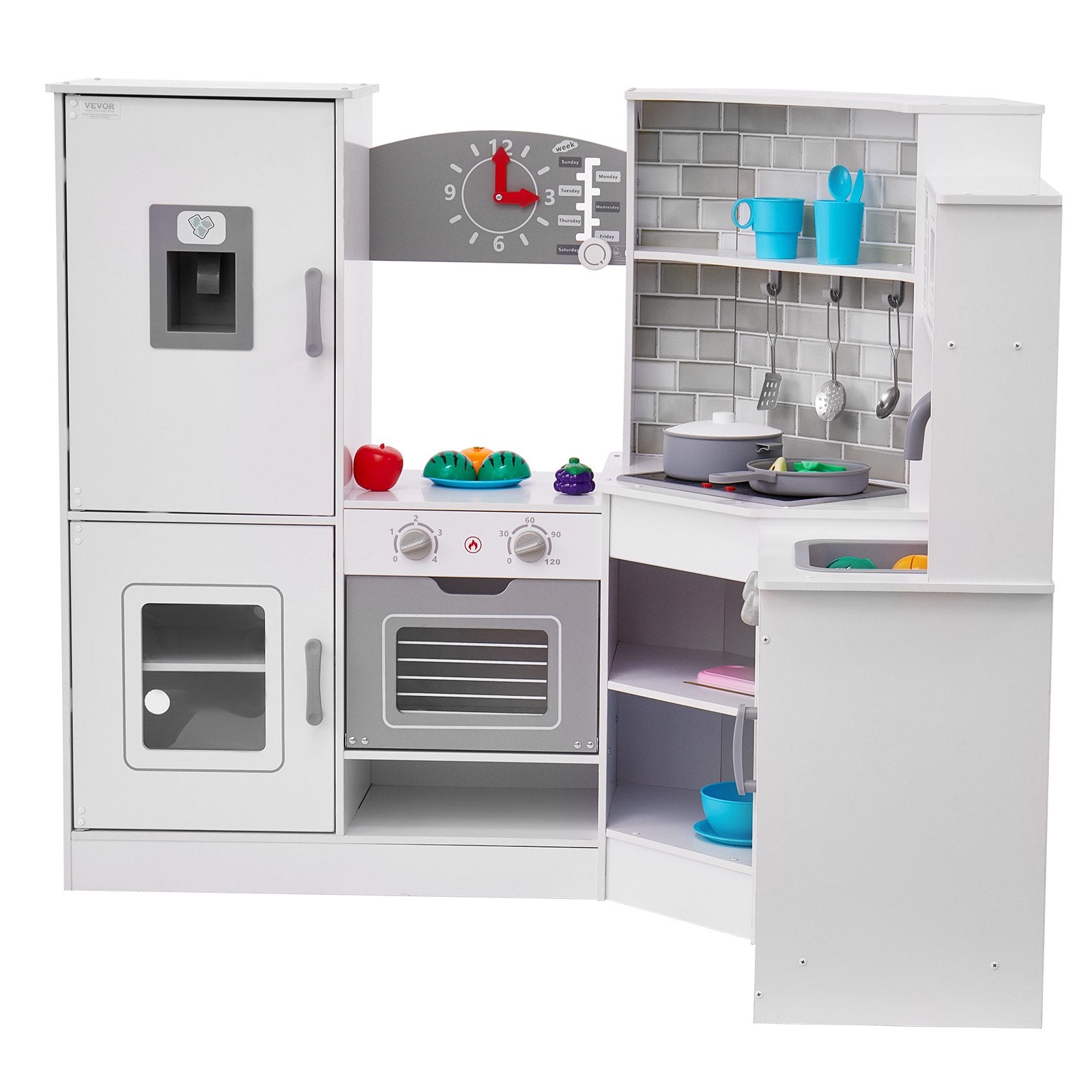 Pretend Play: VEVOR Kitchen Playset Kids Pretend Cooking Play Toy 24 Piece Accessories White