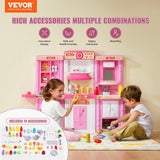 Pretend Play: VEVOR Kitchen Playset Kids Pretend Cooking Play Toy 74 Piece Accessories Pink