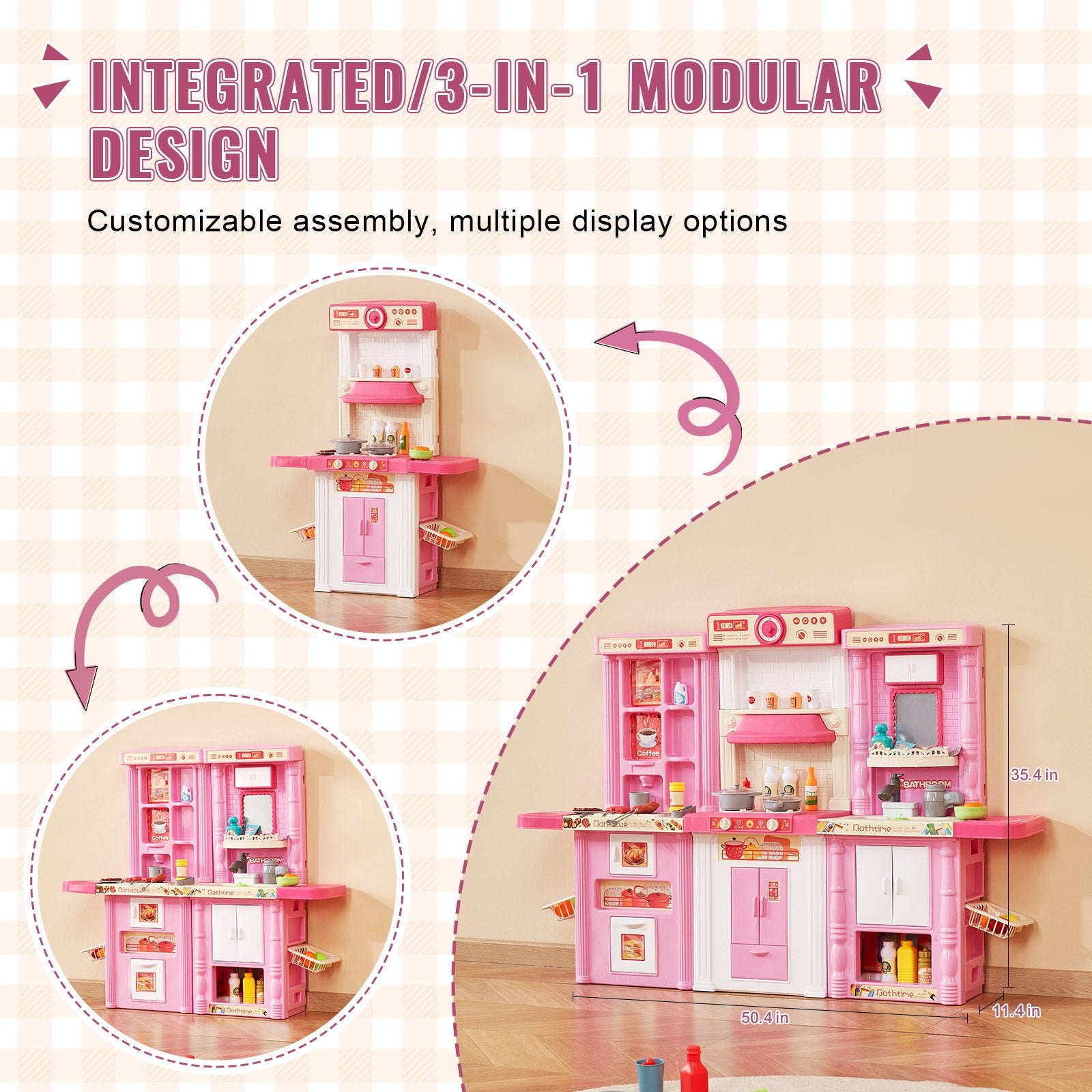 Pretend Play: VEVOR Kitchen Playset Kids Pretend Cooking Play Toy 74 Piece Accessories Pink