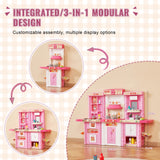 Pretend Play: VEVOR Kitchen Playset Kids Pretend Cooking Play Toy 74 Piece Accessories Pink