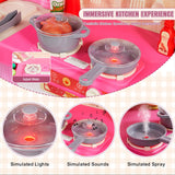 Pretend Play: VEVOR Kitchen Playset Kids Pretend Cooking Play Toy 74 Piece Accessories Pink