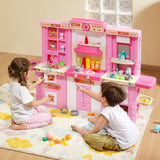Pretend Play: VEVOR Kitchen Playset Kids Pretend Cooking Play Toy 74 Piece Accessories Pink