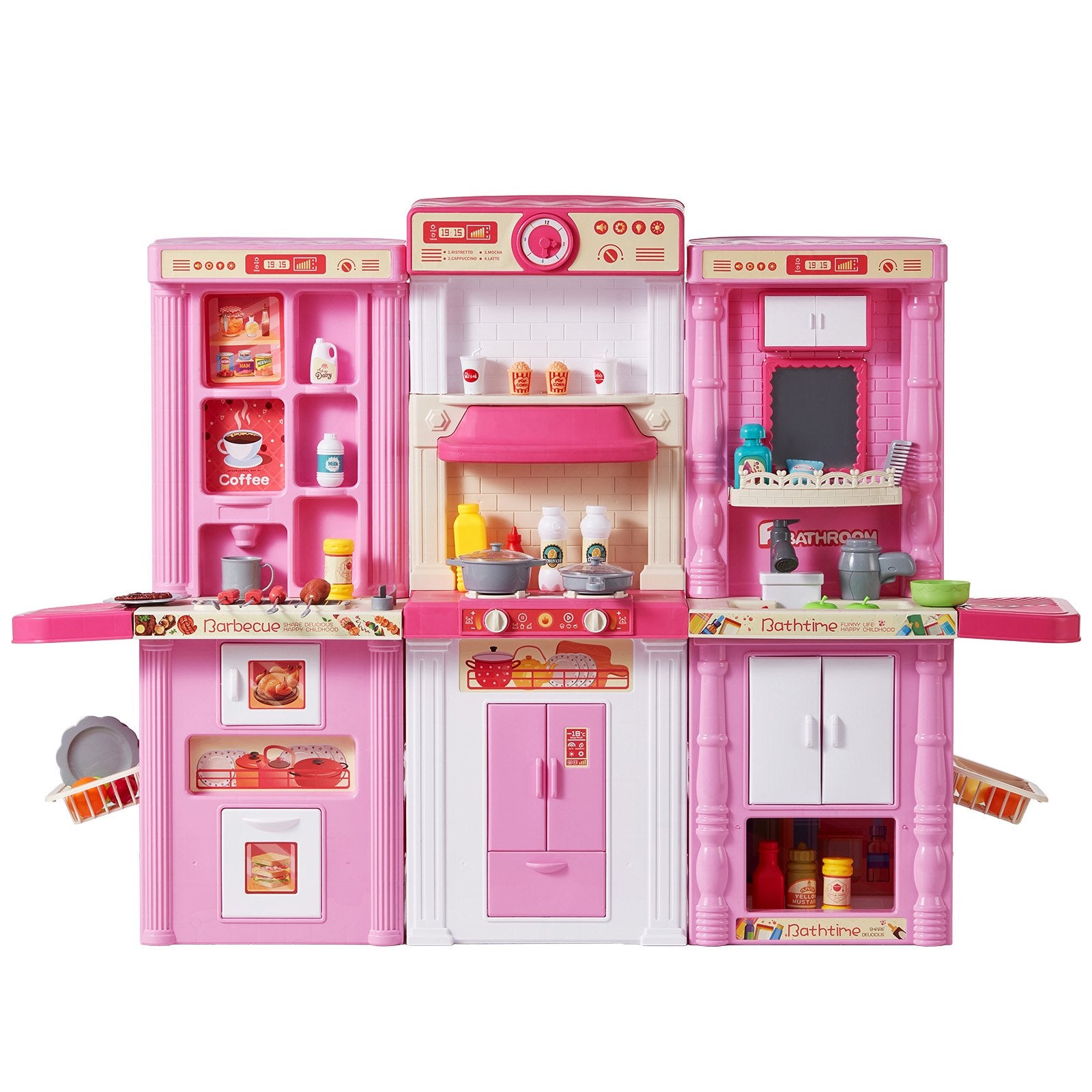 Pretend Play: VEVOR Kitchen Playset Kids Pretend Cooking Play Toy 74 Piece Accessories Pink