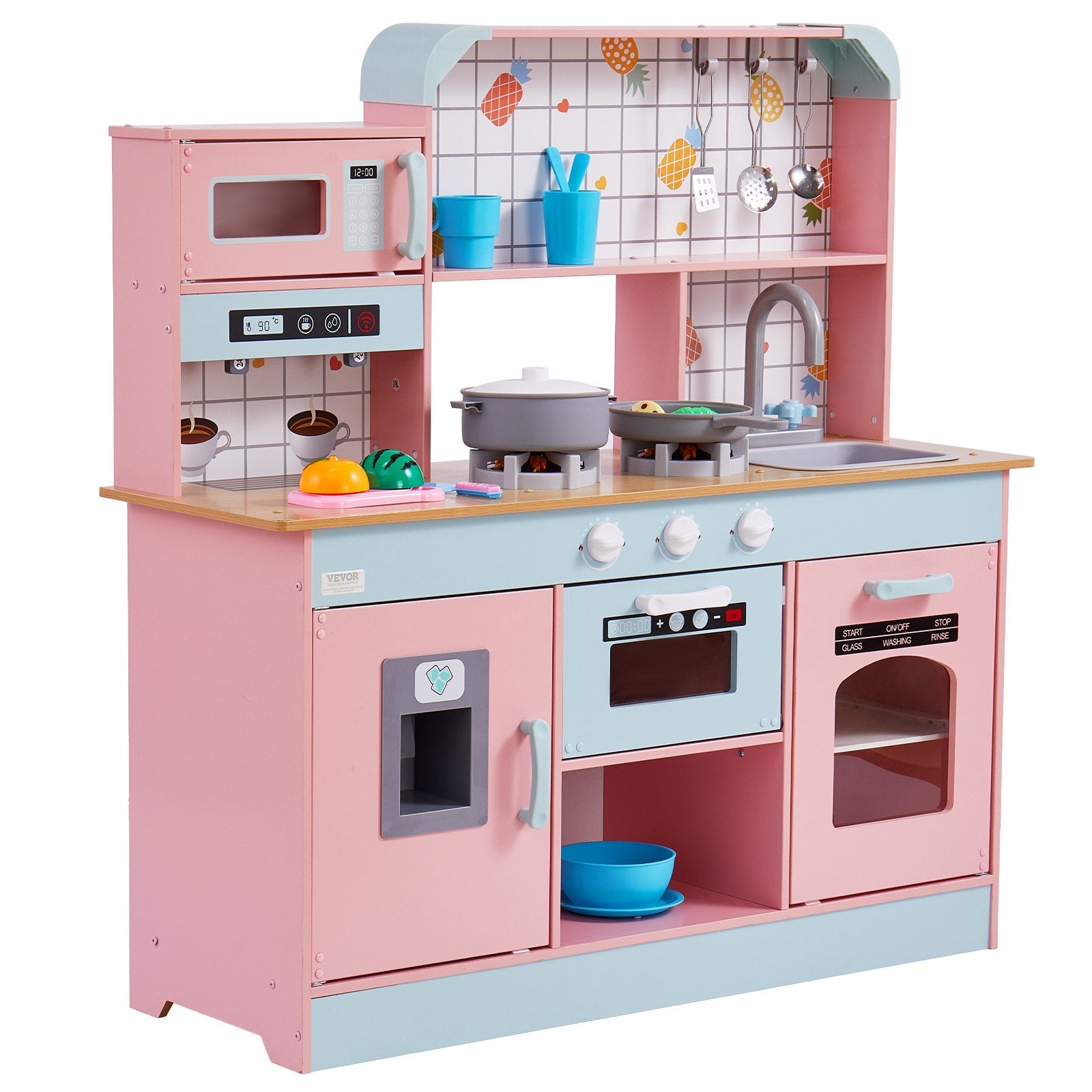 Pretend Play: VEVOR Kitchen Playset Kids Pretend Cooking Play Toy 24 Piece Accessories Pink