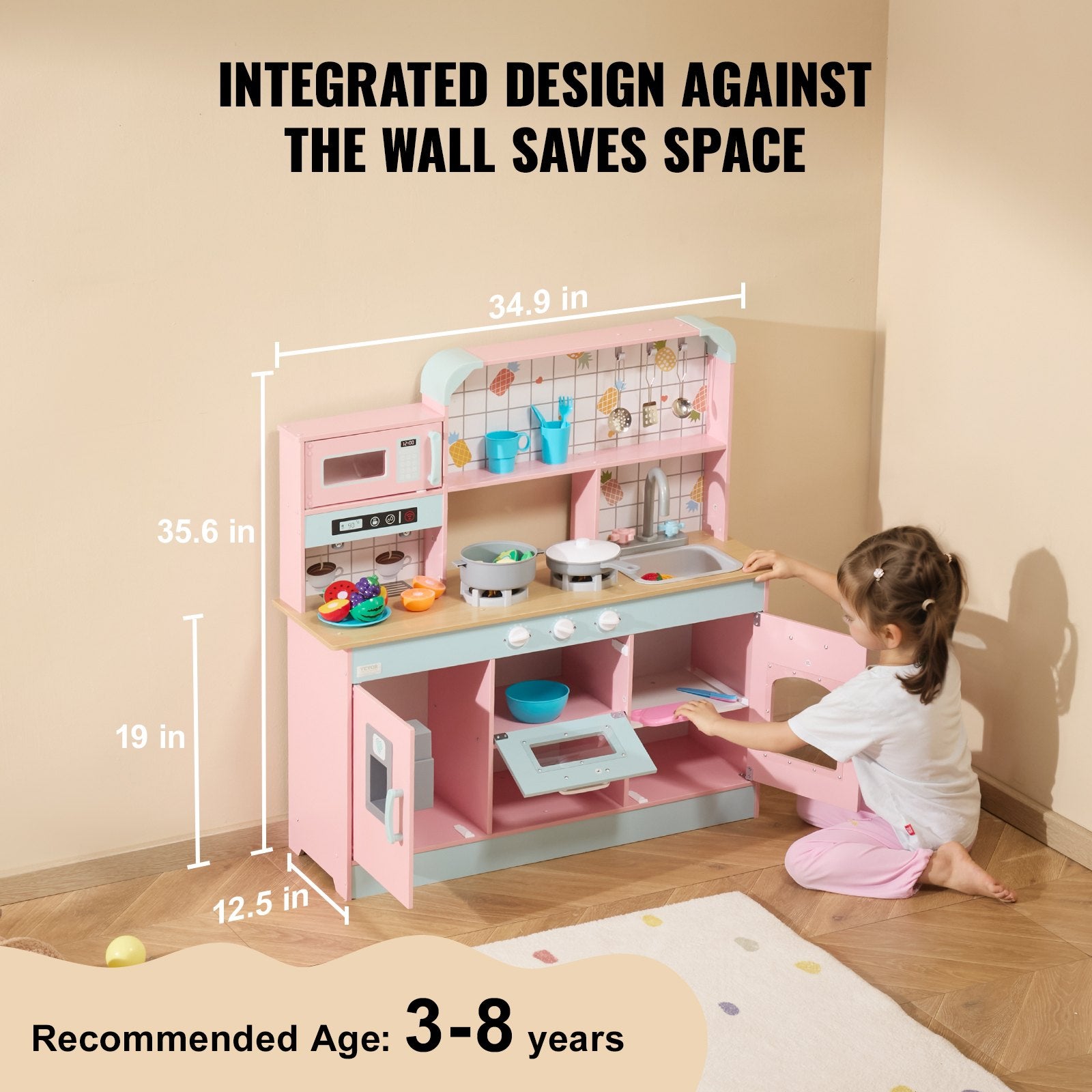 Pretend Play: VEVOR Kitchen Playset Kids Pretend Cooking Play Toy 24 Piece Accessories Pink