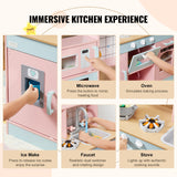Pretend Play: VEVOR Kitchen Playset Kids Pretend Cooking Play Toy 24 Piece Accessories Pink