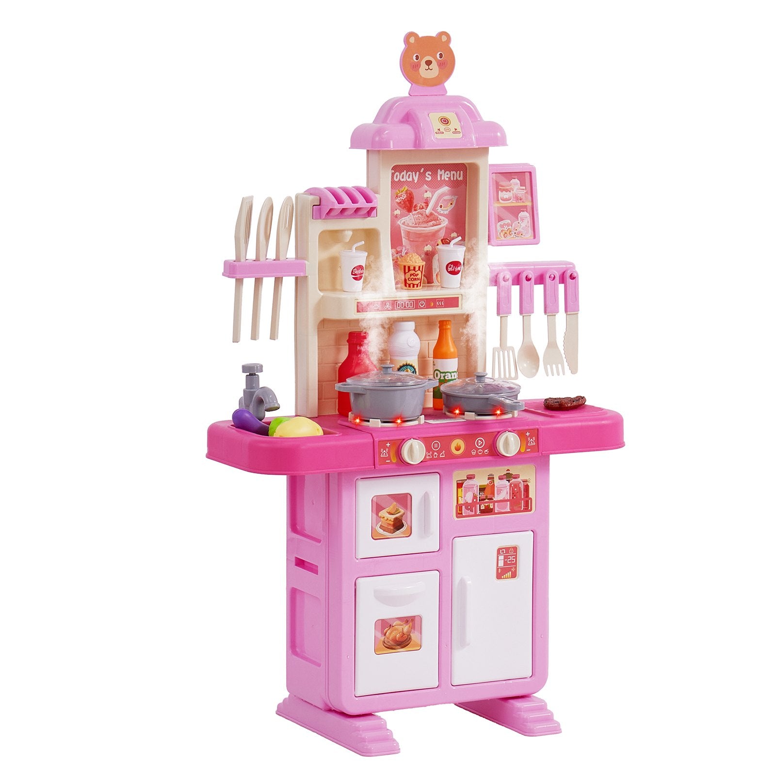 Pretend Play: VEVOR Kitchen Playset Kids Pretend Cooking Play Toy 48 Piece Accessories Pink