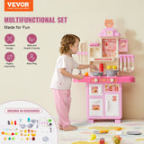 Pretend Play: VEVOR Kitchen Playset Kids Pretend Cooking Play Toy 48 Piece Accessories Pink