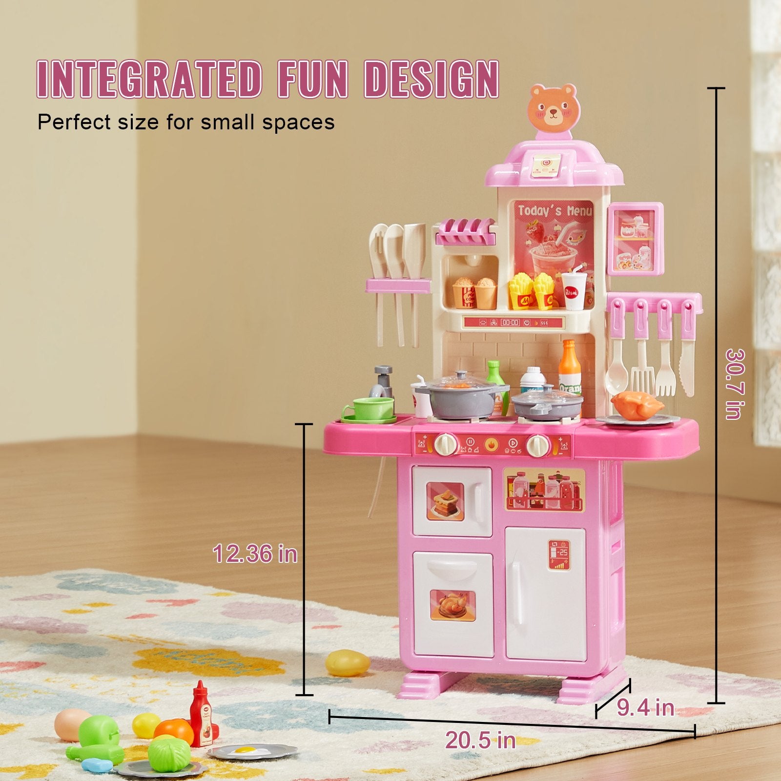 Pretend Play: VEVOR Kitchen Playset Kids Pretend Cooking Play Toy 48 Piece Accessories Pink