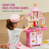 Pretend Play: VEVOR Kitchen Playset Kids Pretend Cooking Play Toy 48 Piece Accessories Pink