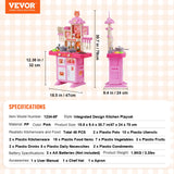 Pretend Play: VEVOR Kitchen Playset Kids Pretend Cooking Play Toy 48 Piece Accessories Pink